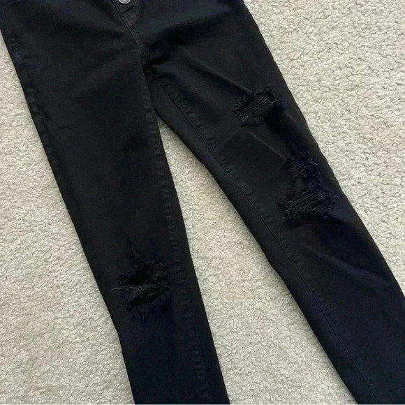 American Eagle Outfitters Button Super Hi Rise Jeggings Black Women’s Size 0 Reg - Picture 6 of 14